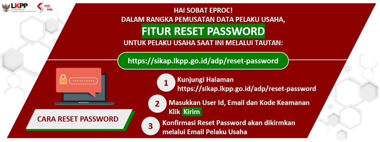 Reset Password Penyedia